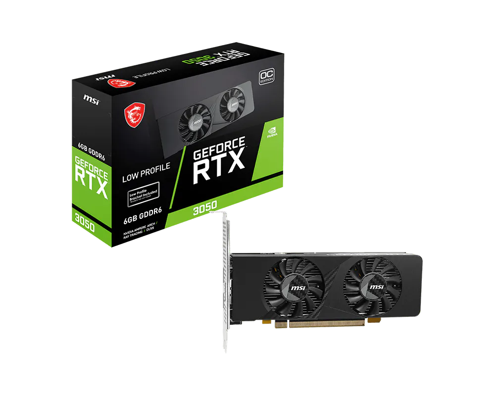Видеокарта MSI PCI-E 4.0 RTX 3050 LP E 6G OC NVIDIA GeForce RTX 3050 6Gb 96bit GDDR6 1492/14000 HDMIx2 DPx1 HDCP Ret low profile