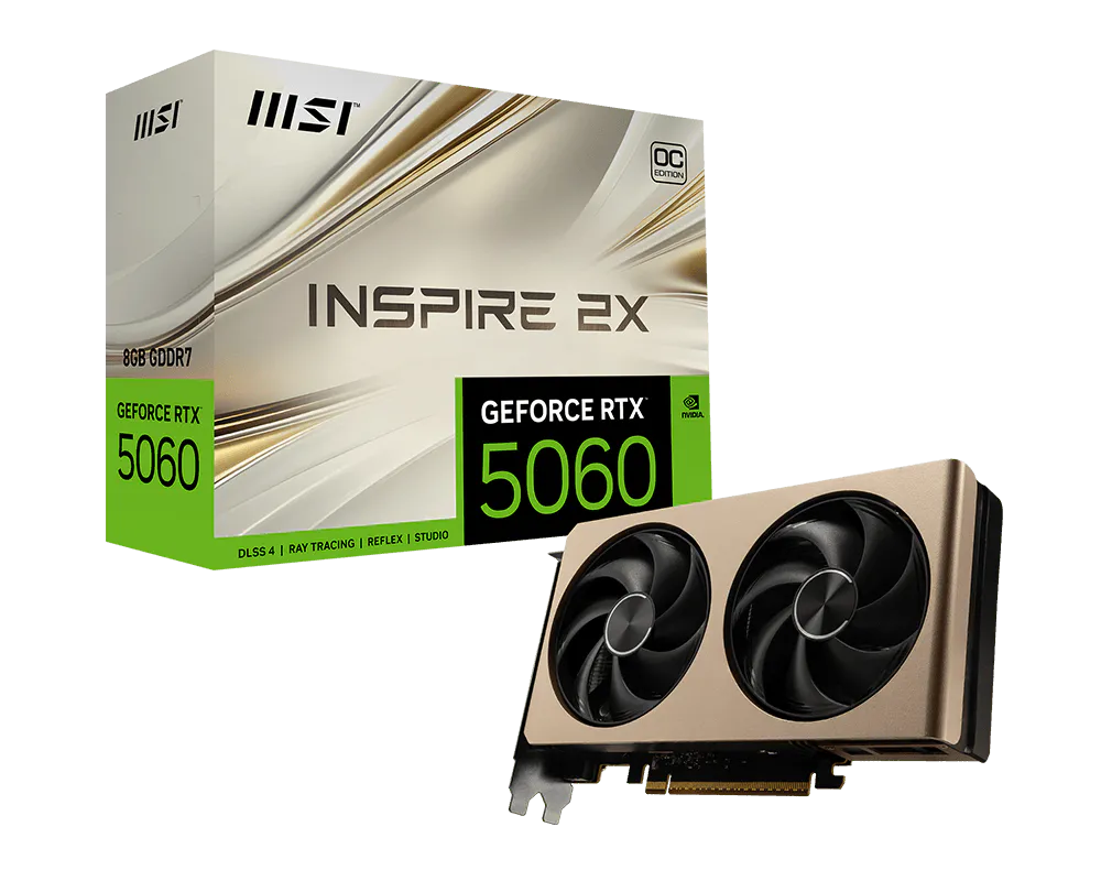 Видеокарта MSI PCI-E 5.0 RTX 5060 8G INSPIRE 2X OC NVIDIA GeForce RTX 5060 8Gb 128bit GDDR7 2535/280