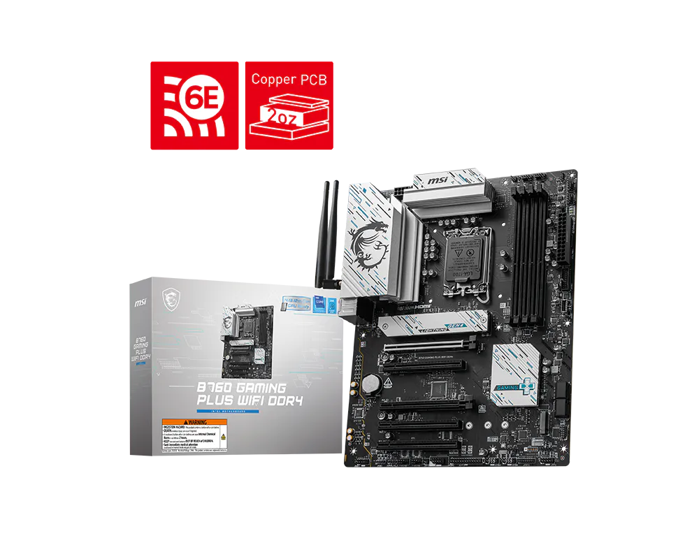 Материнская плата MSI B760 GAMING PLUS WIFI DDR4 Soc-1700 Intel B760 4xDDR4 ATX AC`97 8ch(7.1) 2.5Gg