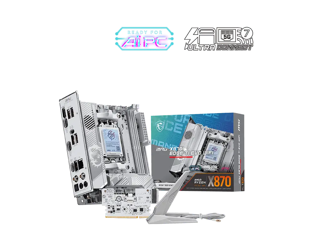 Материнская плата MSI MPG X870I EDGE TI EVO WIFI Socket AM5 AMD X870E 2xDDR5 mini-ITX AC`97 8ch(7.1) 5Gigabit RAID+HDMI