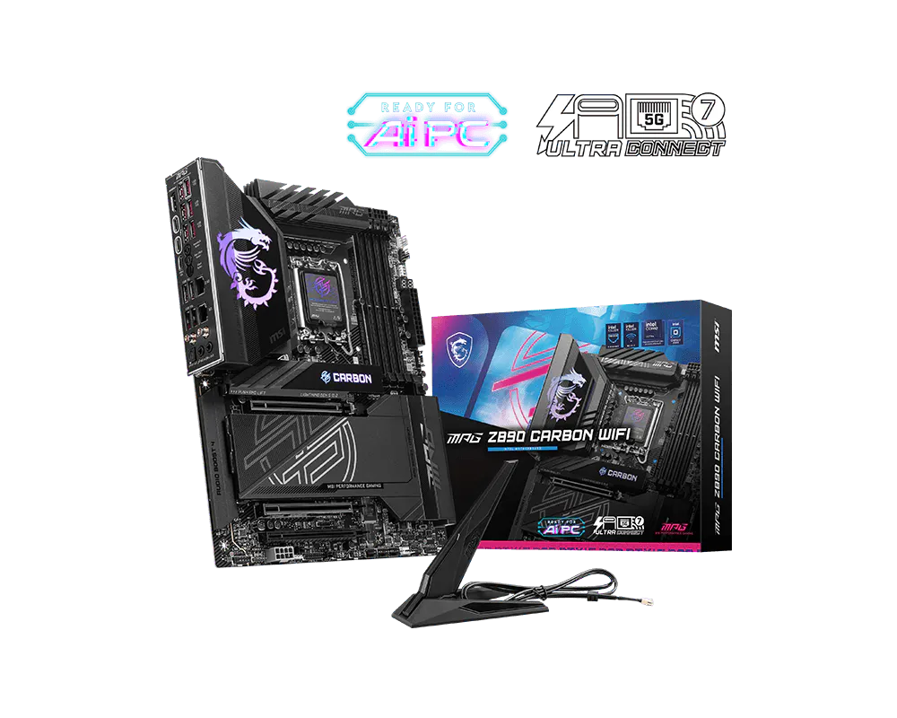 Материнская плата MSI MPG Z890 CARBON WIFI Z890 LGA1851 4*DDR5 3*PCIEx16 5*M.2 2*TypeC 10*USB3.2Gen2