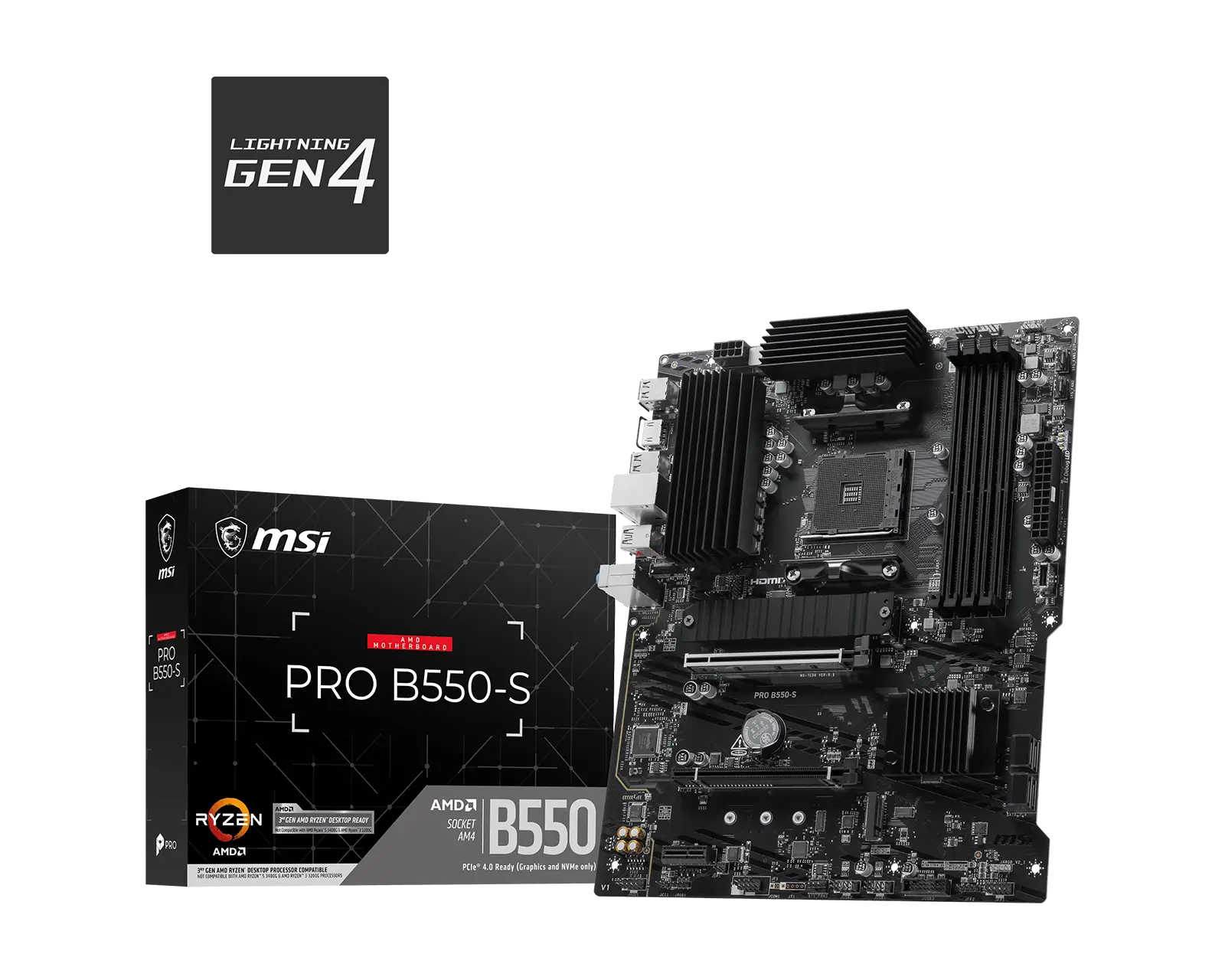 Материнская плата MSI PRO B550-S Soc-AM4 AMD B550 4xDDR4 ATX AC`97 8ch(7.1) GbLAN RAID+HDMI