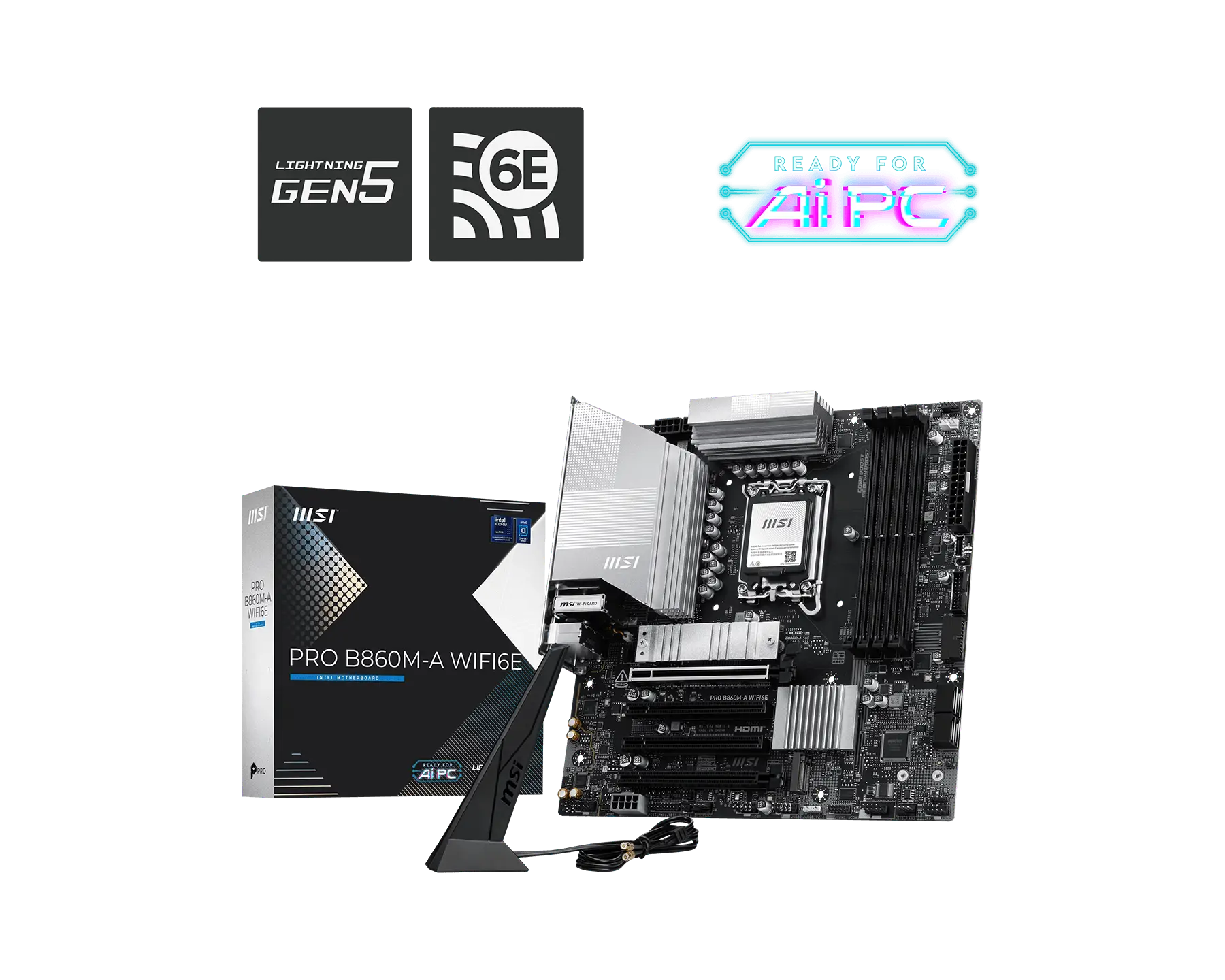 Материнская плата MSI PRO B860M-A WIFI6E Soc-1851 Intel B860 mATX AC`97 8ch(7.1) 5Gigabit RAID+HDMI+DP