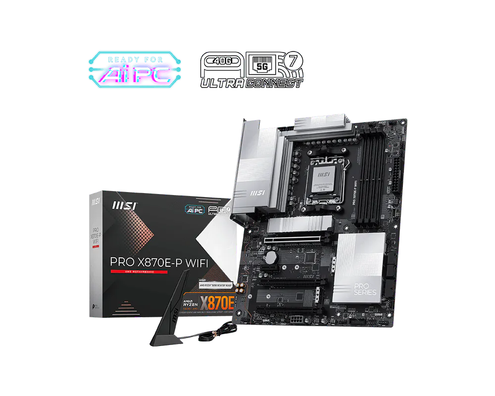 Материнская плата MSI PRO X870E-P WIFI SocketAM5 AMD X870 4xDDR5 ATX AC`97 8ch(7.1) 5Gigabit RAID+HD