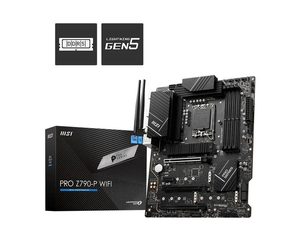 Материнская плата MSI PRO Z790-P WIFI Soc-1700 Intel Z790 4xDDR5 ATX AC`97 8ch(7.1) 2.5Gg RAID+HDMI+