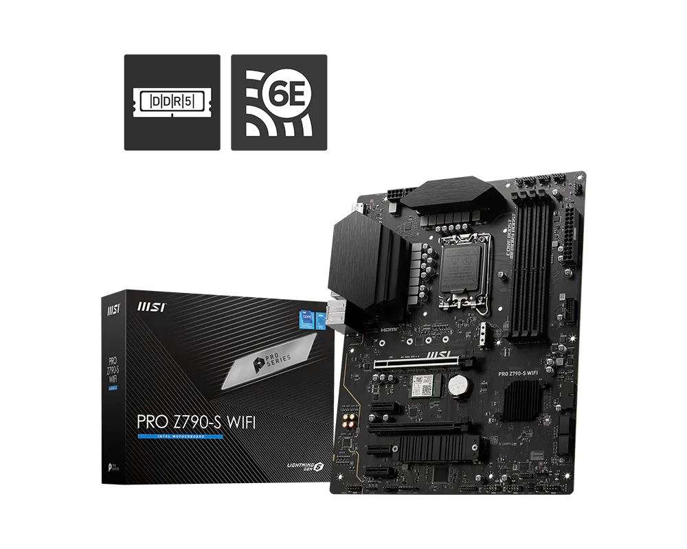 Материнская плата MSI PRO Z790-S WIFI Soc-1700 Intel Z790 4xDDR5 ATX AC`97 8ch(7.1) 2.5Gg RAID+HDMI+