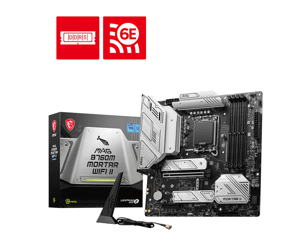 Материнская плата MSI MAG B760M MORTAR WIFI II Soc-1700 Intel B760 4xDDR5 mATX AC`97 8ch(7.1) 2.5Gg+