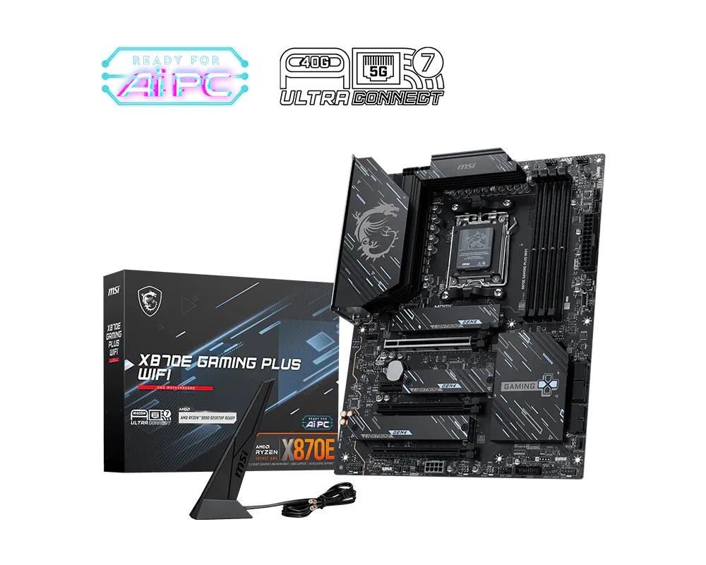 Материнская плата MSI X870E GAMING PLUS WIFI SocketAM5 AMD X870 ATX AC`97 8ch(7.1) 5Gigabit RAID+HDM