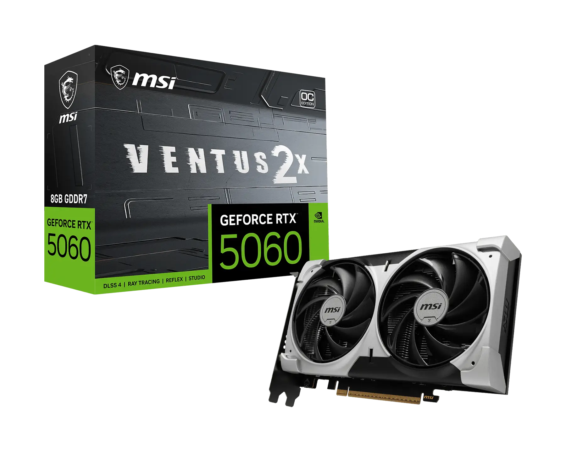 Видеокарта PCI-E MSI GeForce RTX 5060 VENTUS 2X OC V1 8192MB 128bit GDDR7 [RTX 5060 8G VENTUS 2X OC V1] HDMI DP