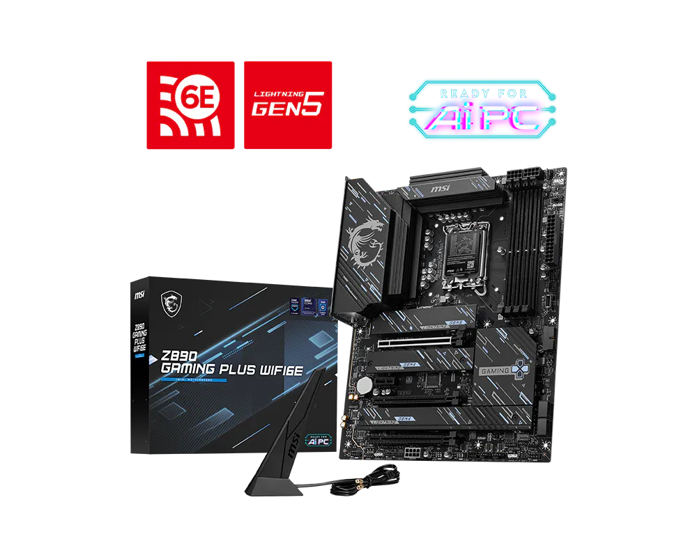Материнская плата MSI Z890 GAMING PLUS WIFI6E [LGA 1851, Intel Z890, 4x DDR5, 3xPCI-Ex16, DisplayPort, HDMI, M.2 4, Standard-ATX]