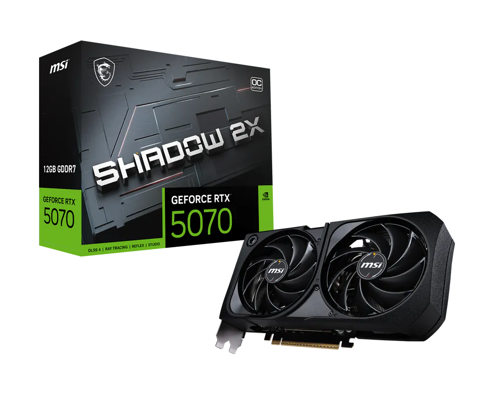 Видеокарта MSI PCI-E 5.0 RTX 5070 12G SHADOW 2X OC NVIDIA GeForce RTX 5070 12Gb 192bit GDDR7 2542/28