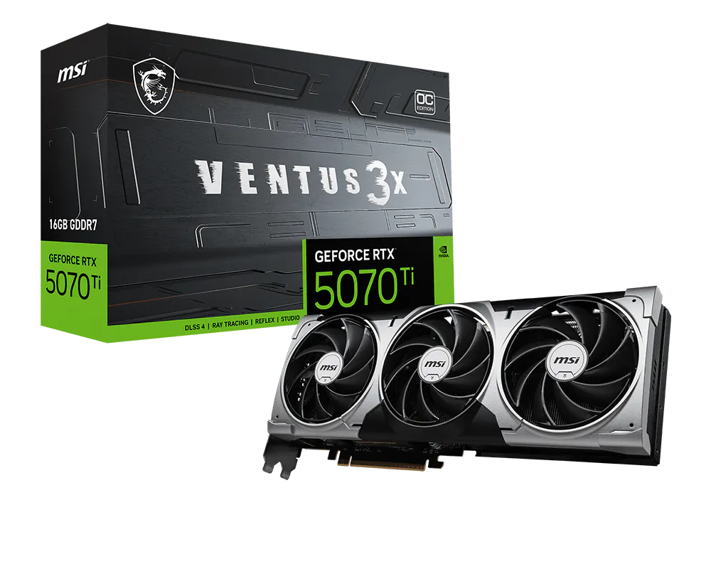 Видеокарта MSI PCI-E RTX 5070 Ti 16G VENTUS 3X OC NVIDIA GeForce RTX 5070TI 16Gb 256bit GDDR7 2482/2