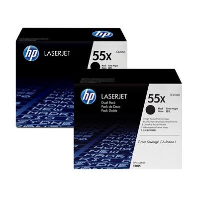 Картридж лазерный HP 55X CE255XD черный x2упак. (25000стр.) для HP LJ P3015d/P3015dn/P3015n/P3015x