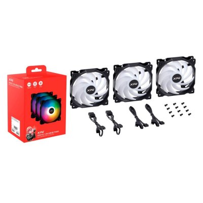 Вентилятор для корпуса A-DATA XPG VENTO 120 ARGB 120x120mm, 300-1850rpm, 50,27CFM, 21dBa, ARGB, 4-pin PWM, black 3-pack VENTO120ARGBPWM3C-BKCWW
