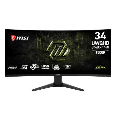 Монитор 34" MSI MAG 346CQDF E20 Black (VA, изогнутый, 3440x1440, 200Hz, 0.5 ms, 178°/178°, 300 cd/m, 4000:1 +2xHDMI 2.0, +DisplayPort)
