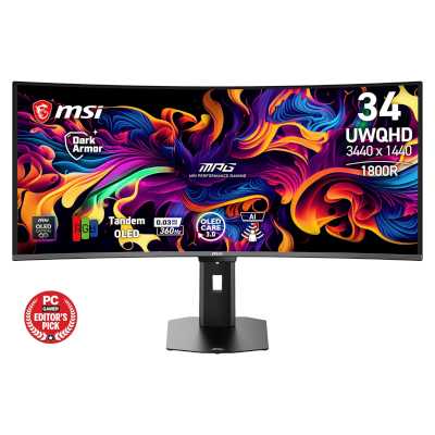 Монитор MSI 34" MPG 341CQR QD-OLED X36 черный QD OLED LED 21:9 HDMI матовая HAS 1500000:1 300cd 178гр/178гр 3440x1440 360Hz G-Sync FreeSync Premium Pro DP UW USB 7.77кг
