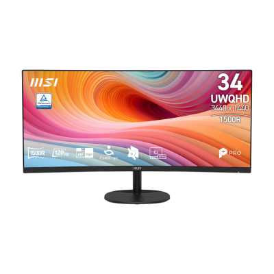 Монитор 34" MSI PRO MP341CQ E12 Black (VA, изогнутый, 3440x1440, 120Hz, 1 ms, 178°/178°, 300 cd/m, 3500:1, +2xHDMI 2.0, +DisplayPort, +MM)