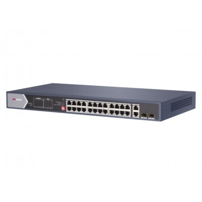 Коммутатор Hikvision DS-3E0528HP-E, 24×1 Гбит/с PoE+ + 2×1 Гбит/с + 2×1 Гбит/с SFP, неуправляемый