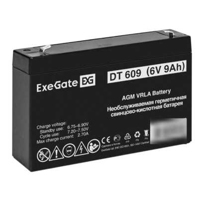 Аккумуляторная батарея ExeGate DT 609 (6V 9Ah, клеммы F2)