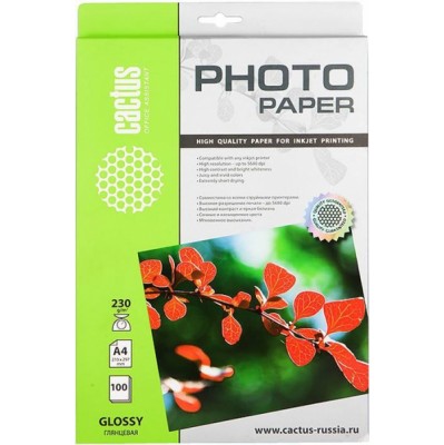 Фотобумага Cactus CS-GA4230100 глянцевая А4 230 г/м2 100 листов