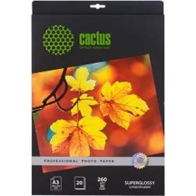 Фотобумага Cactus CS-HGA326020 Professional суперглянцевая А3 260 г/м2 20 листов