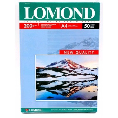 Фотобумага Lomond односторонная глянцевая, 200г/м2, A4 (21X29,7)/50л. для струйной печати