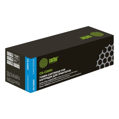 Картридж лазерный Cactus CS-C055C голубой (2100 стр.) для Canon LBP663Cdw, LBP664Cx, MF746Cx, MF742Cdw, MF744Cdw