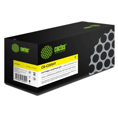 Картридж лазерный Cactus CS-C055HY желтый (5900 стр.) для Canon LBP663Cdw/LBP664Cx/MF746Cx/MF742Cdw/MF744Cdw