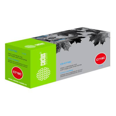 Картридж лазерный Cactus CS-C718С голубой (2900 стр.) для принтеров Canon i-Sensys MF8330/MF8340/MF8350/MF8360/MF8540/MF8580/LBP7200/7210/7660/7680