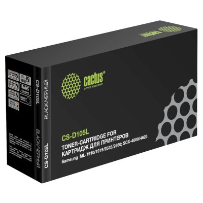 Картридж лазерный Cactus CS-D105L MLT-D105L черный (2500стр.) для Samsung ML-1910/1915/2525/2580/SCX