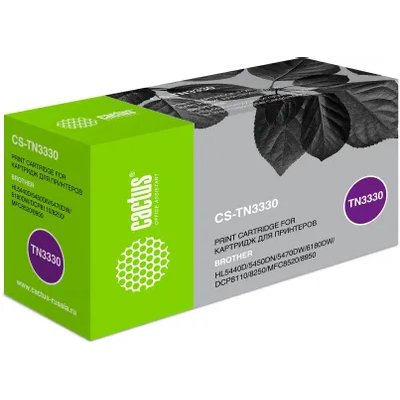 Картридж лазерный Cactus CS-TN3330 TN-3330 черный (3000стр.) для Brother HL-5440D/5450DN/5470DW/6180