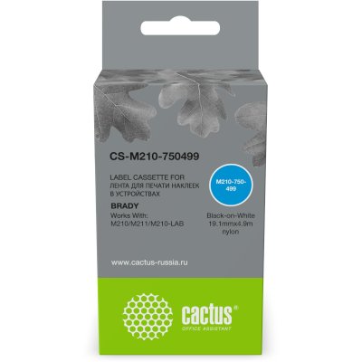 Картридж ленточный Cactus CS-M210-750499 M210-750-499 черный на белом 19.1x4.9 для Brady M210/M211/M