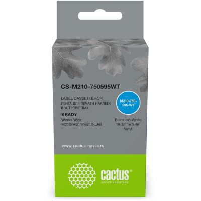 Картридж ленточный Cactus CS-M210-750595WT M210-750-595-WT черный на белом 19.1x6.4 для Brady M210/M