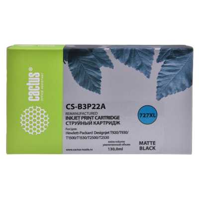 Картридж струйный Cactus CS-B3P22A №727 черный матовый (130мл) для HP DJ T920/T1500/T2530 с чипом