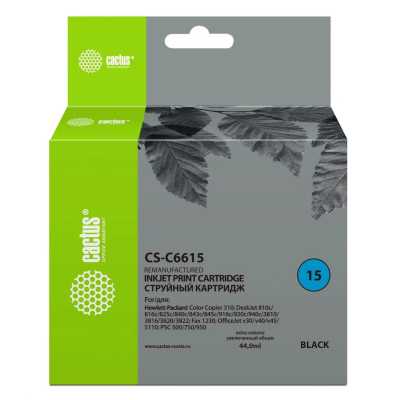 Картридж струйный Cactus CS-C6615 №15 черный (44мл) для HP CC 310/DJ 810c/816c/825c/840c/843c/845c/916c/920c/940c/3810/3816/3820/3822/Fax 1230/DJ v30/v40/v45/ 5110/PSC 500/750/950 с чипом