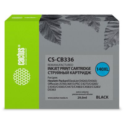 Картридж струйный Cactus CS-CB336 №140XL черный (29 мл.) для HP DJ D4263/D4363/DJ J5783/J6413/PSC C4273/C4283/C4343/C4383/C4473/C4483/C4583/C5283/D5363