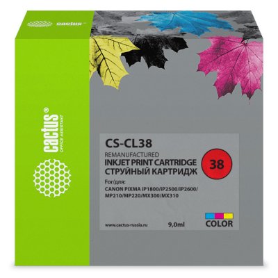 Картридж струйный Cactus CS-CL38 CL-38 многоцветный (9мл) для Canon Pixma iP1800/iP1900/iP2500/iP260