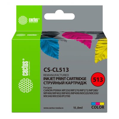 Картридж струйный Cactus CS-CL513 CL-513 многоцветный (15мл) для Canon Pixma MP240/MP250