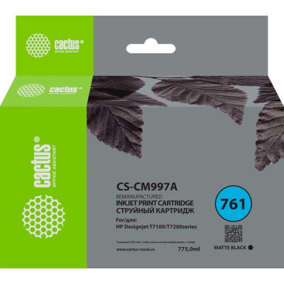 Картридж струйный Cactus CS-CM997A №761 черный матовый (775мл) для HP DesignJet T7100/Т7200 с чипом