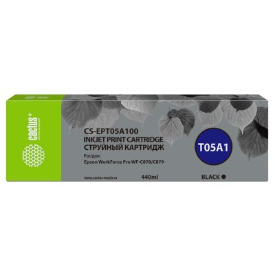 Картридж струйный Cactus CS-EPT05A100 T05A1 черный (440мл) для Epson WorkForce Pro WF-C878/C879