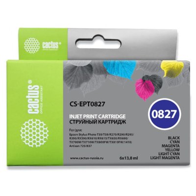 Картридж струйный Cactus CS-EPT0827 черный/голубой/пурпурный/желтый/светло-голубой/светло-пурпурный