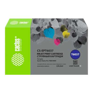 Картридж струйный Cactus CS-EPT6037 T6037 сер.пигм. (220мл) для Epson Stylus PRO 7880/9880