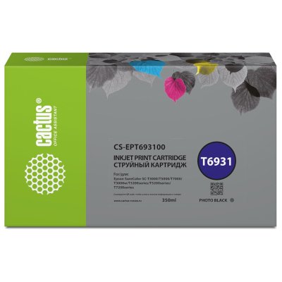 Картридж струйный Cactus CS-EPT693100 T6931 черный (350мл) для Epson SureColor SC-T3000/T3070/T3200/