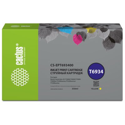 Картридж струйный Cactus CS-EPT693400 T6934 желтый (350мл) для Epson SureColor SC-T3000/T3070/T3200/