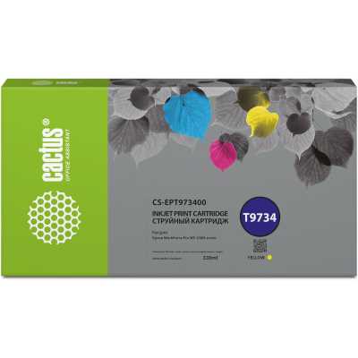 Картридж струйный Cactus CS-EPT973400 T9734 желтый (330мл) для Epson WorkForce WF-C869RD3TWFC/WF-C86