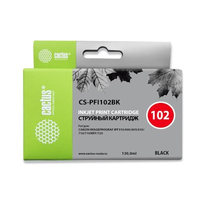 Картридж струйный Cactus CS-PFI102BK PFI-102BK черный (130мл) для Canon iPF500/iPF600/iPF700/ MFP M4