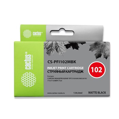 Картридж струйный Cactus CS-PFI102MBK PFI-102MBK черный матовый (130мл) для Canon iPF500/iPF600/iPF7
