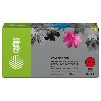 Картридж струйный Cactus CS-PFI320BK PFI-320BK черный (300мл) для Canon imagePROGRAF TM-200/TM-200 M