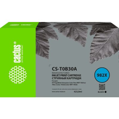 Картридж струйный Cactus CS-T0B30A 982X черный пигментный (423мл) для HP PageWide 765dn/780 Enterprise Color с чипом