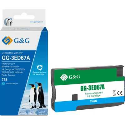 Картридж струйный G&G GG-3ED67A 712 голубой (29мл) для HP DesignJet T650/T630/T250/T230/T210/Studio